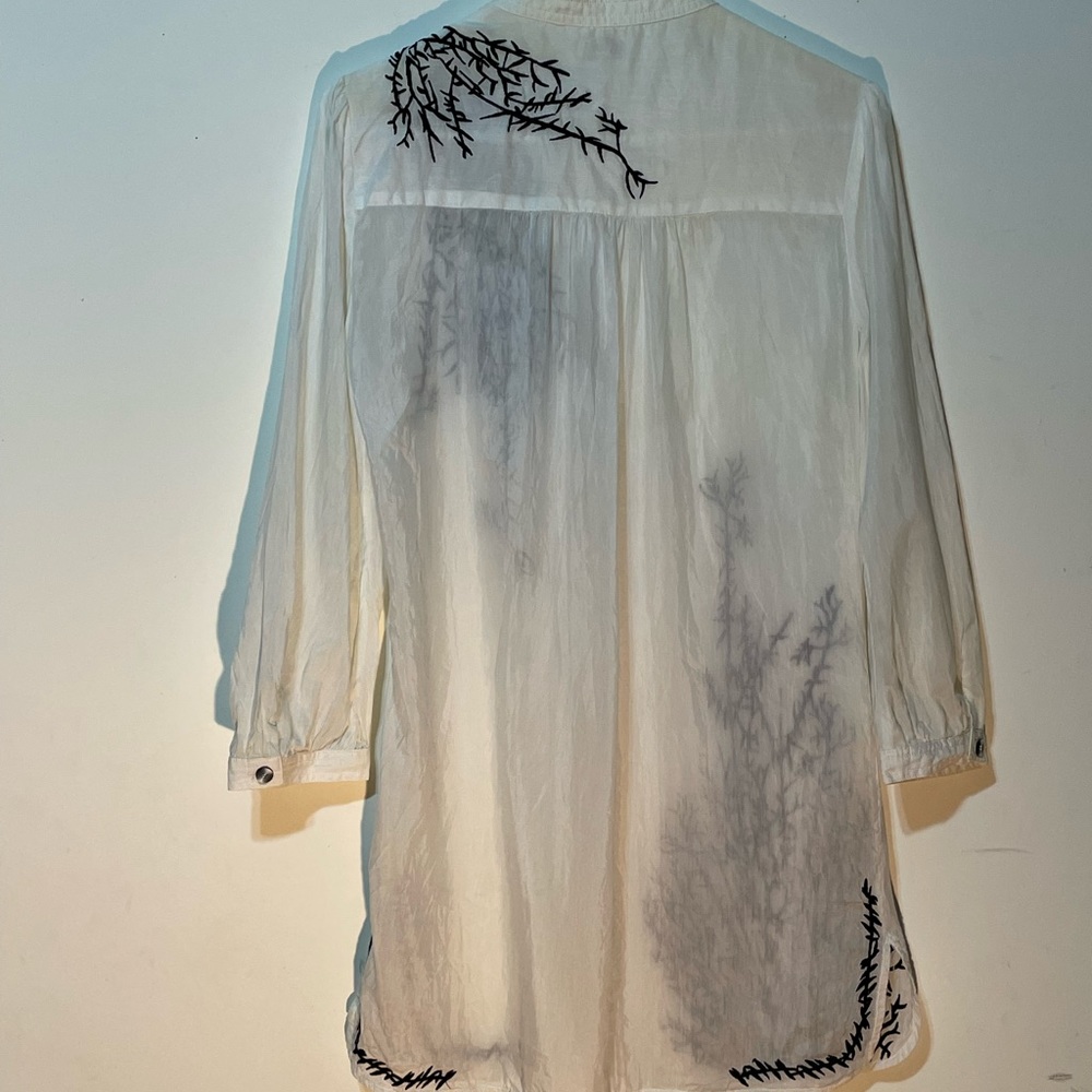 KENZO long white silk shirt L 12-14 vintage Balenciaga - Picture 2 of 12